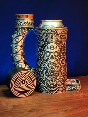 12oz Forbidden Sight  Can Cozy Dice Tower