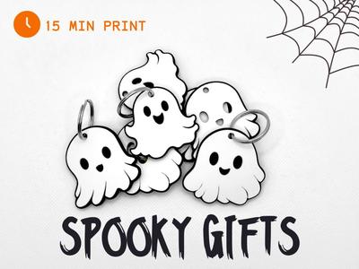 Halloween Ghost Keychain Keyring - 3 Ghost Characters