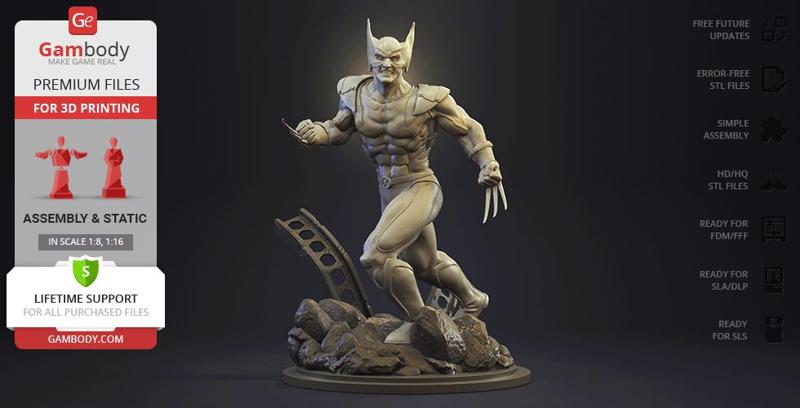 Wolverine X-Men STL files for 3D Printing | Assembly Model