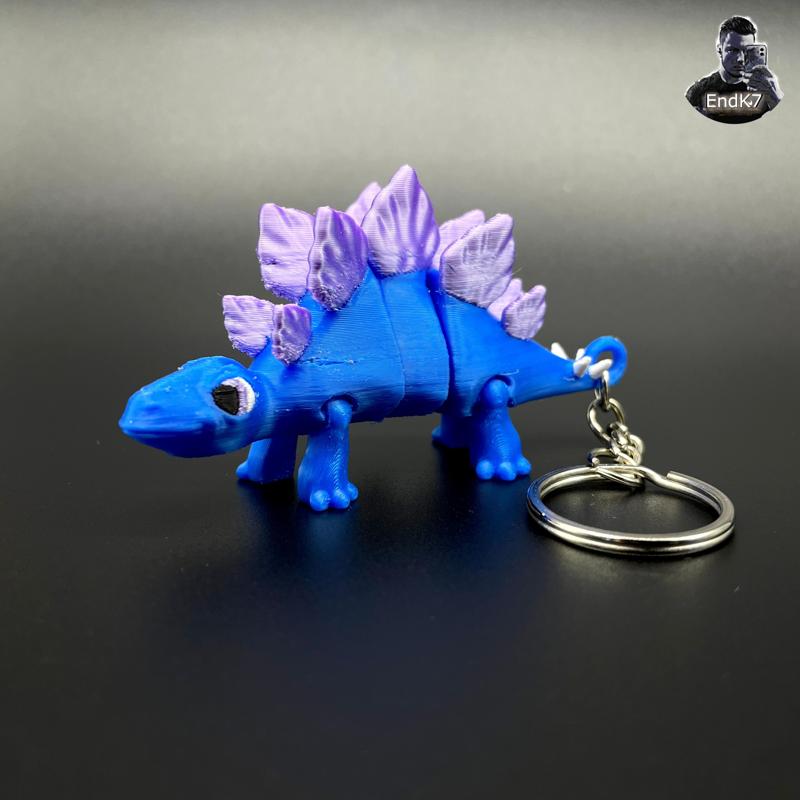 Stegosaurus Keychain - Articulated - Print in Place - Multicolor