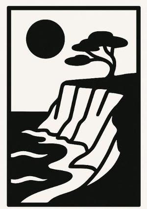 Cookie Cutter - Clay cutter - japanese print cliff landscape