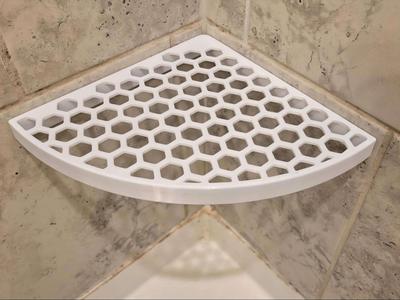 Corner Shelf Round Quadrant with Hexagon Pattern