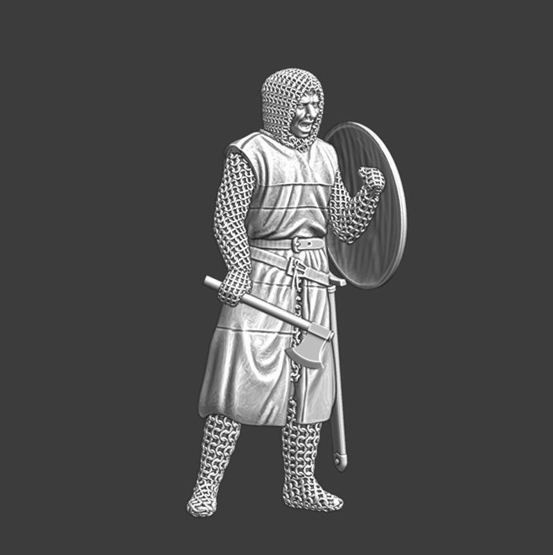 Medieval infantry soldier with axe
