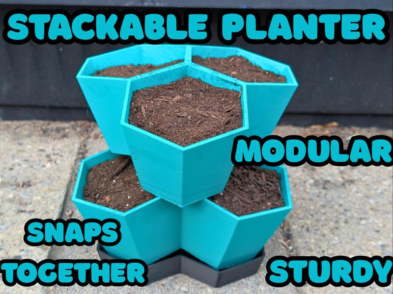 Three Pot Stackable Planter - Tiered and Modular 