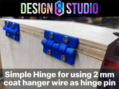 Simple Hinge by Design8Studio - for using 2mm coat hanger wire as the hinge pin   