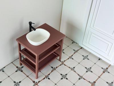 1:12 Modern Bathroom Sink with Open Storage Shelve