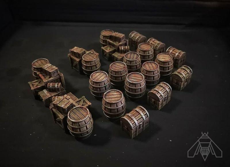 Wooden Crate And Barrel Scatter Set