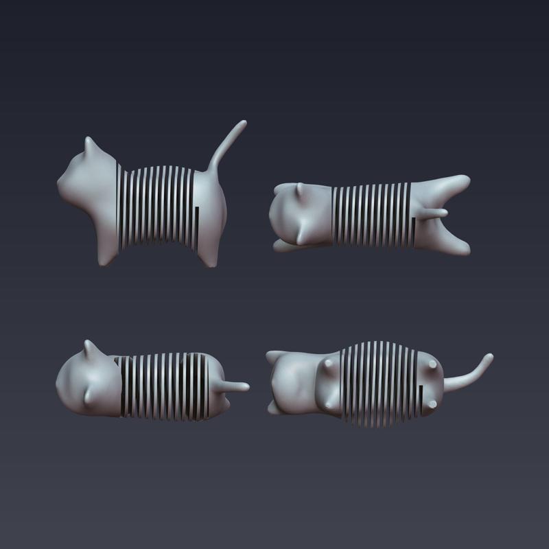 Spring Cat 3D Model Set  Flexible and Fun