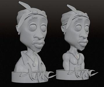 Tupac Shakur Stylized 3D Sculpture  2 Versions