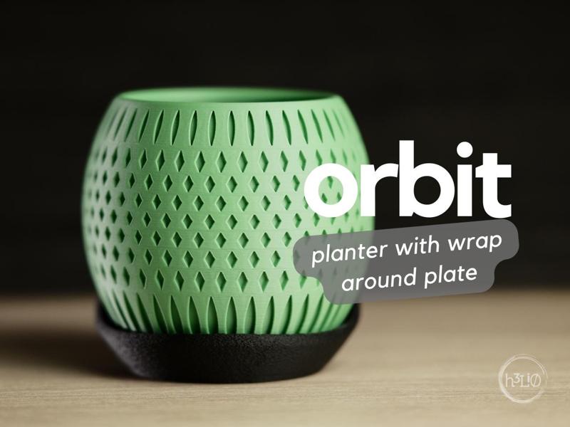 orbit · planter with wrap around plate