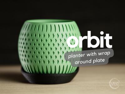 orbit · planter with wrap around plate