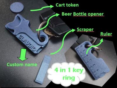 Keychain Cart token Ruler Beer opener Scraper