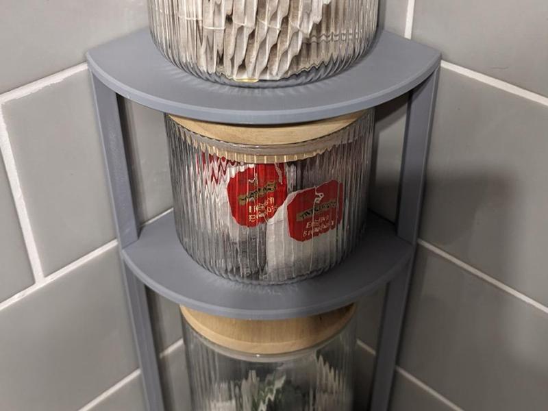 Corner jar shelf