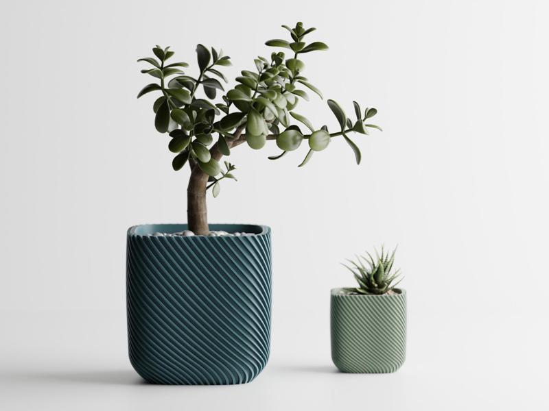 Plant Pot Rib rounded cube
