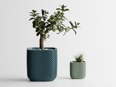 Plant Pot Rib rounded cube