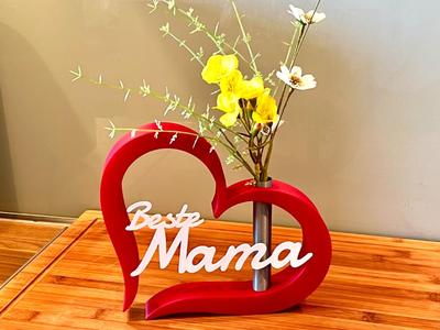 Heart with Vase Inscription Best Mom e.g. Mother's Day