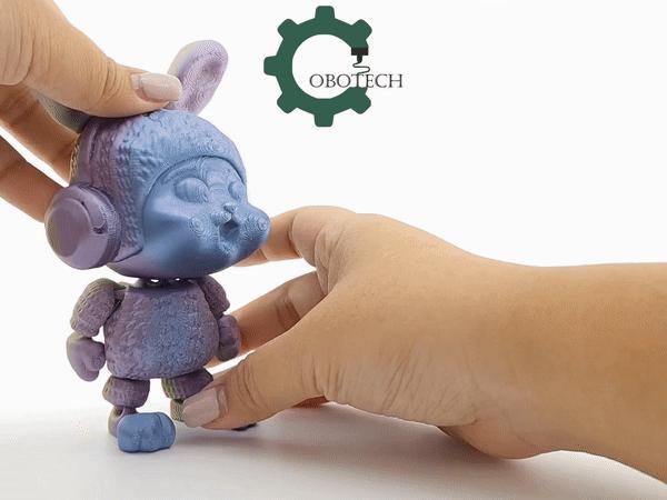 Articulated Crochet Bunny by Cobotech, Articulated Toys, Desk Decor, Cool Gift