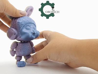Articulated Crochet Bunny by Cobotech, Articulated Toys, Desk Decor, Cool Gift