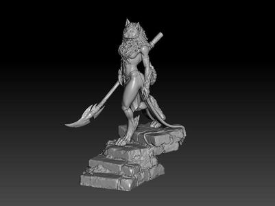 3D Print Model Beautiful Girl Werewolf Werwolf Fantasy