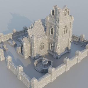 Ruined Small Church Tabletop Terrain 28 mm