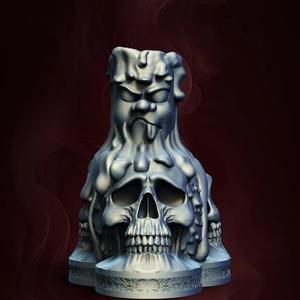 Horror Halloween Skulls Triad  Candle Holder 3D Printer STL File Format