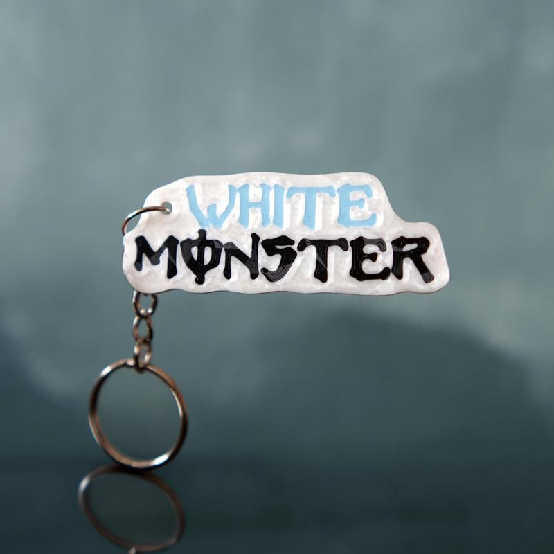 White Monster Keychain