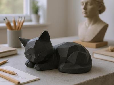 Cute Sleeping Low Poly Kitten (Support free)