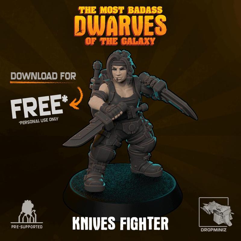 Sci-fi Female Dwarf Knives Fighter