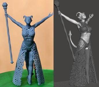 Frisky Female Tiefling Sorcerer - see-thru fishnet/lace or solid clothes - safe - 5 models   