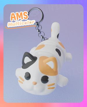 Flexi Calico Cat Keychain (Multicolor)