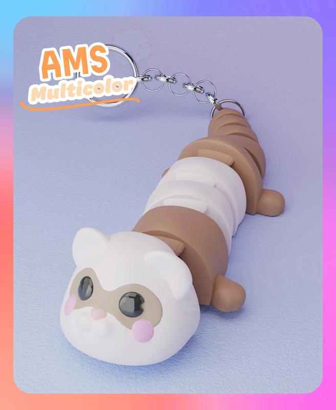 Flexi Long Ferret Laying Down Keychain (Multicolor)