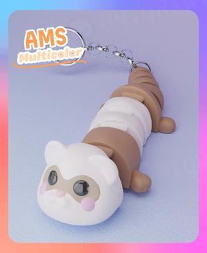 Flexi Long Ferret Laying Down Keychain (Multicolor)