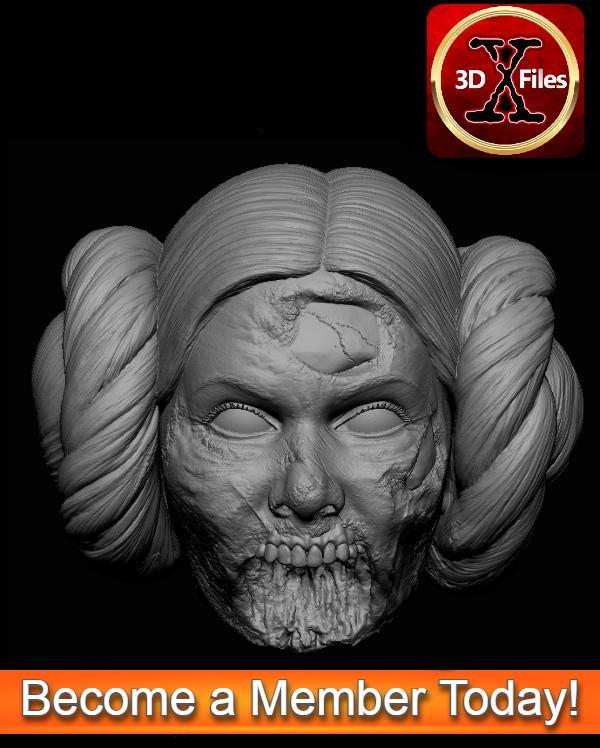 Leia Zombie Custom Action Figure Headsculpt - 3D Print File STL