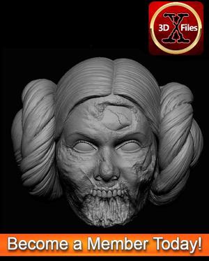 Leia Zombie Custom Action Figure Headsculpt - 3D Print File STL