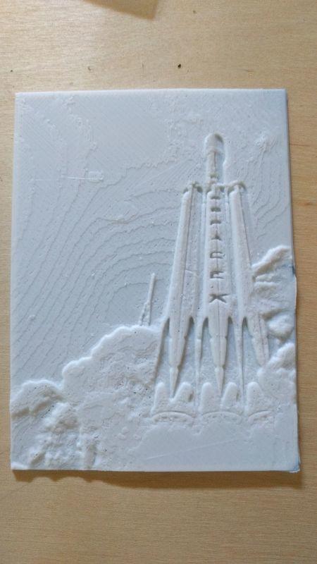 SpaceX Falcon Heavy bas-relief and litophane