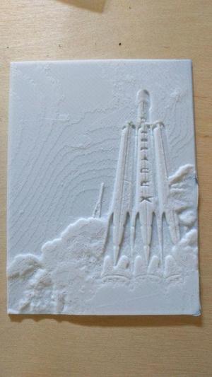 SpaceX Falcon Heavy bas-relief and litophane