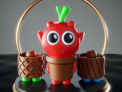 Flower Pot with Monster and Cage Multipart Toy V3