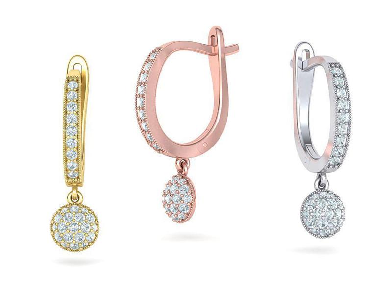 Milgrain Diamond Huggie Earrings 3dmodel