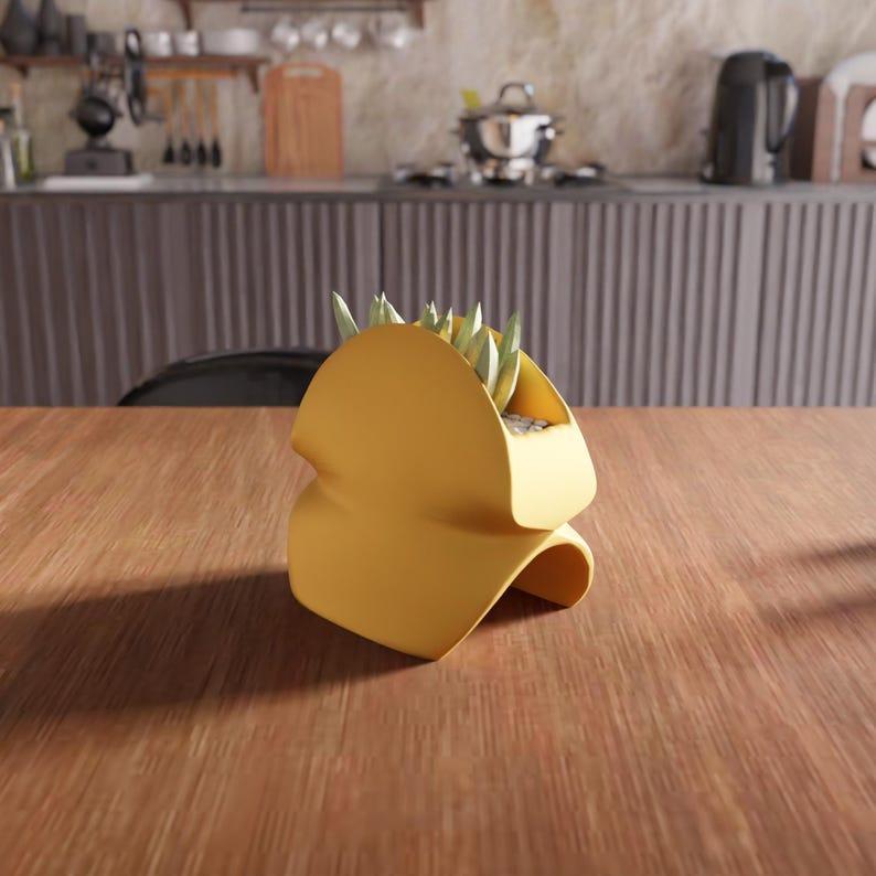 3D Small Desk Planter STL File - Home Decor, 3D Printed Planter, Desk Planter, Modern Planter, 3D Printing, Indoor Planter