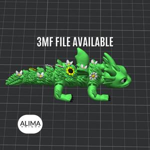 Little Flower Dragon / articulated / Keychain / support free