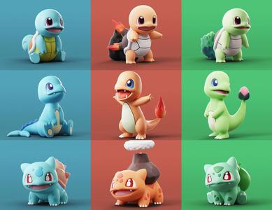Pokemon - All Starters 3D Model Collection