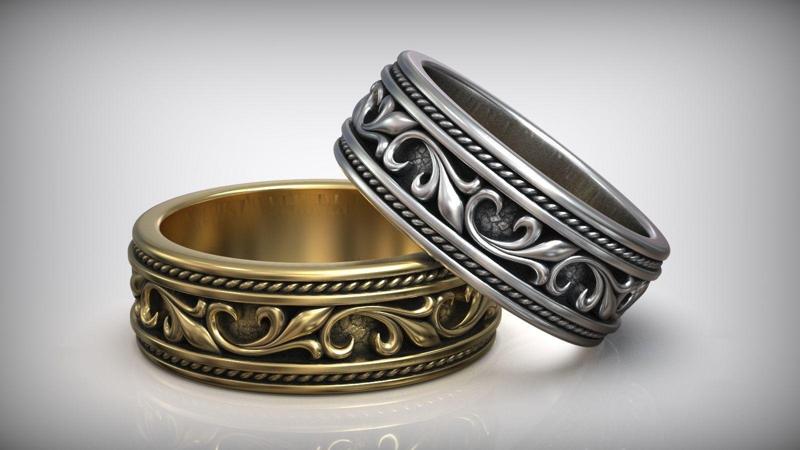 Vintage Floral Pattern Wedding Band