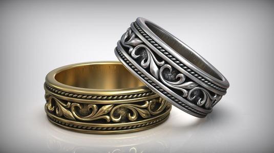 Vintage Floral Pattern Wedding Band