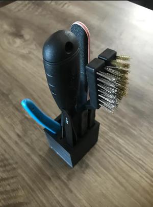 Tool holder for brushes tweezers and filament cutters   