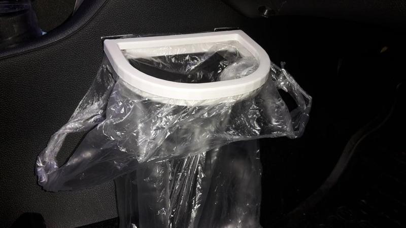 In-car trash bag holder