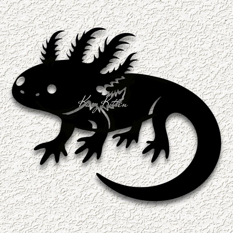 blk axolotl cute amphibian wall art salamander home decor