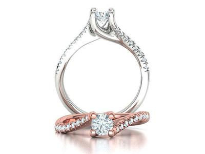 40 pointer Stone Solitaire Promise Ring French Pave Setting