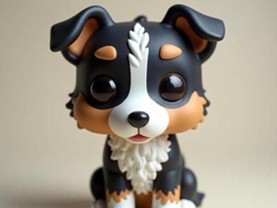 Adorable tri-color dog figurine for a keychain
