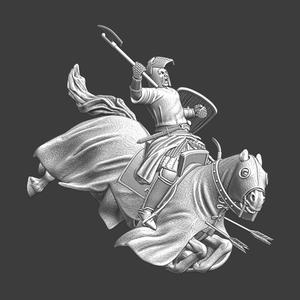 Medieval mounted knight and horse - falling in the arrow storm