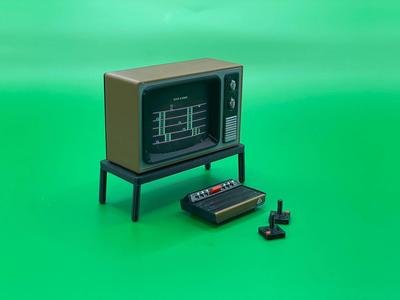 Retro 80s Gaming Setup STL – 1:12 Scale Console & CRT TV for 3D Printing – Commercial Use